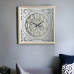 Square Gold and Silver Mirrored Gear Wall Clock 24 Inch