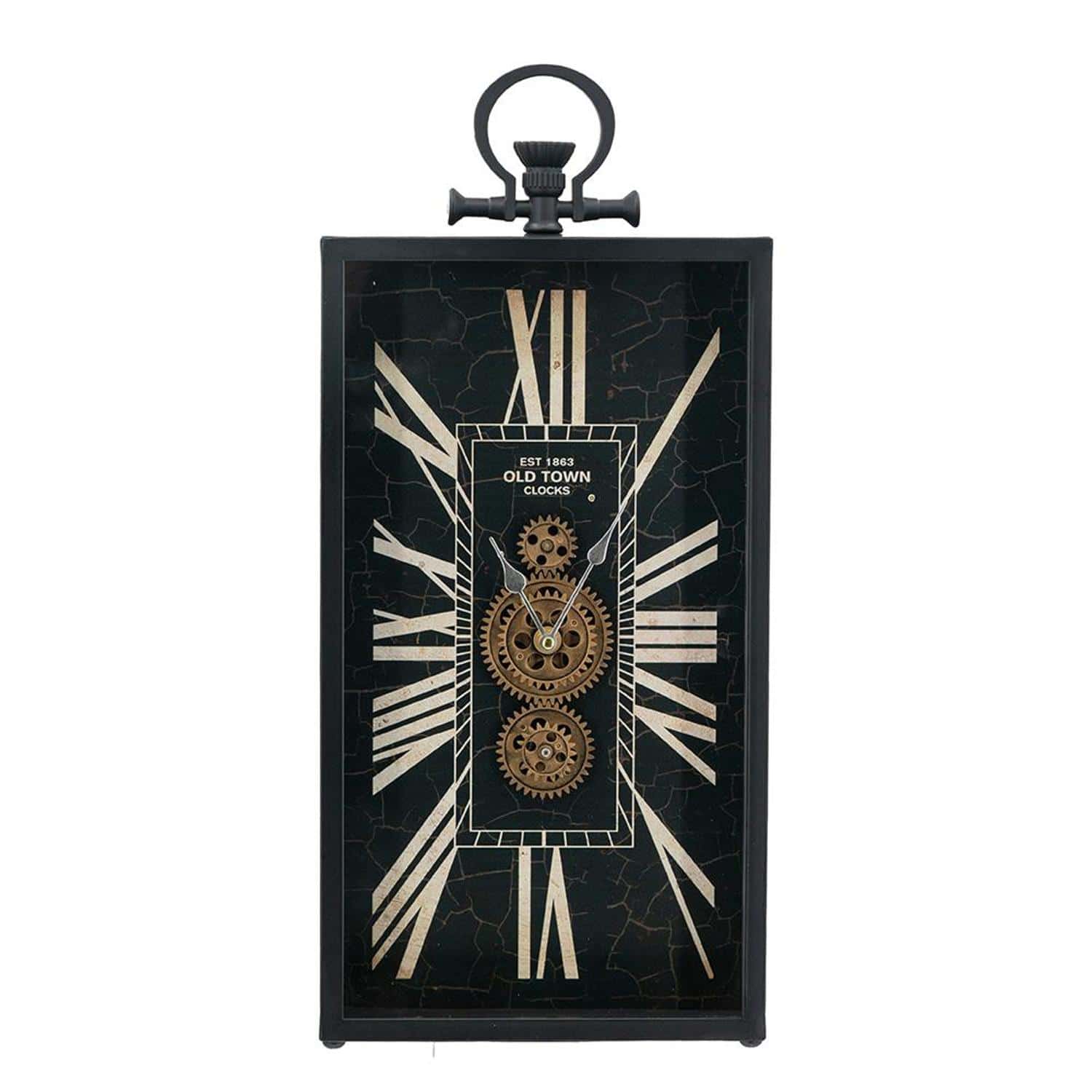Black and Gold Rectangular Vintage Crackle Glass Wall Clock 1 Black and Gold Rectangular Vintage Crackle Glass Wall Clock