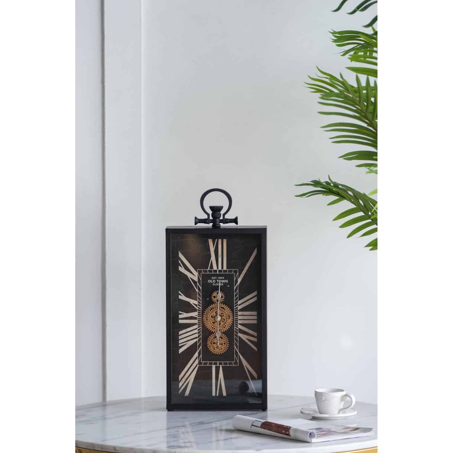 Black and Gold Rectangular Vintage Crackle Glass Wall Clock 8 Black and Gold Rectangular Vintage Crackle Glass Wall Clock - Image 8