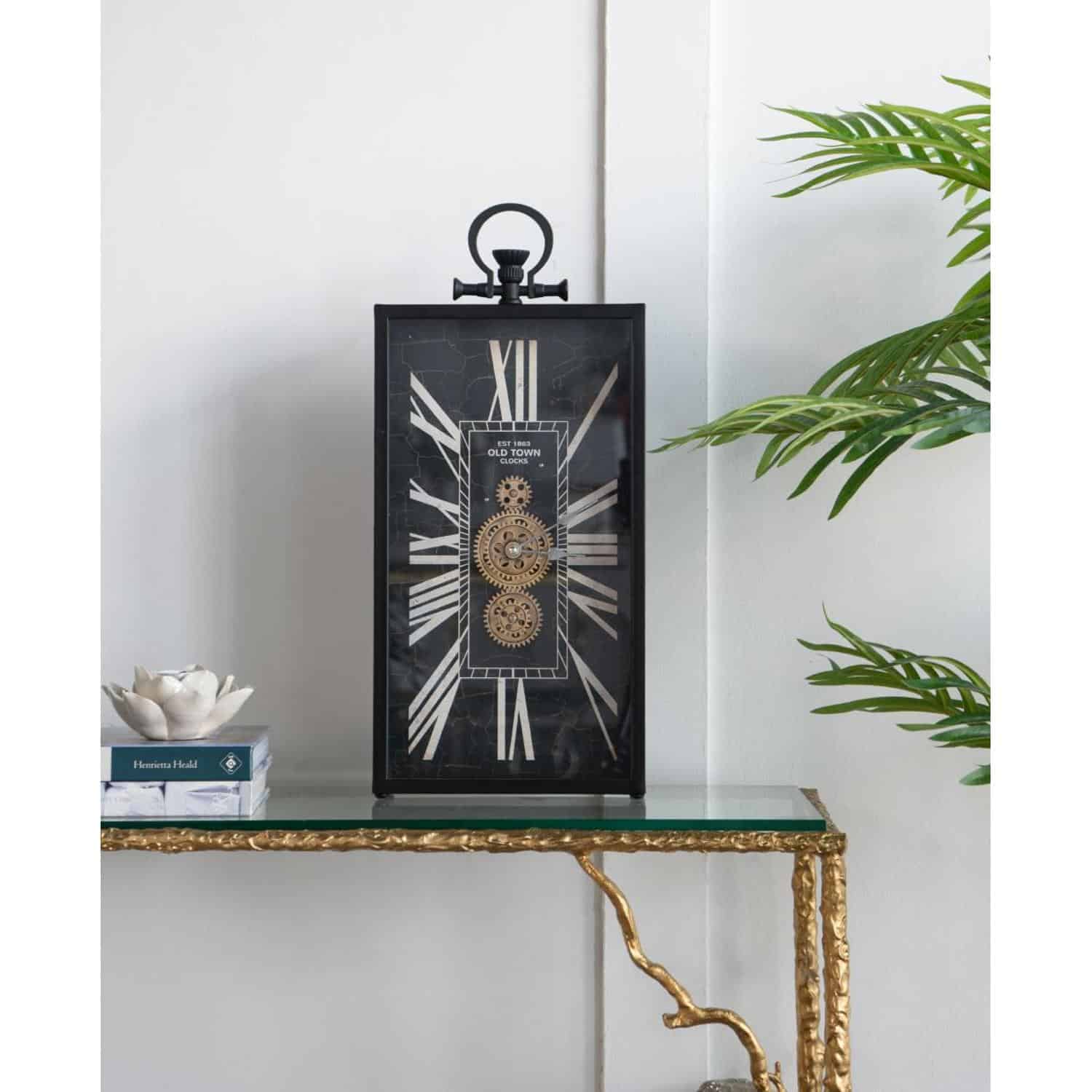 Black and Gold Rectangular Vintage Crackle Glass Wall Clock 9 Black and Gold Rectangular Vintage Crackle Glass Wall Clock - Image 9