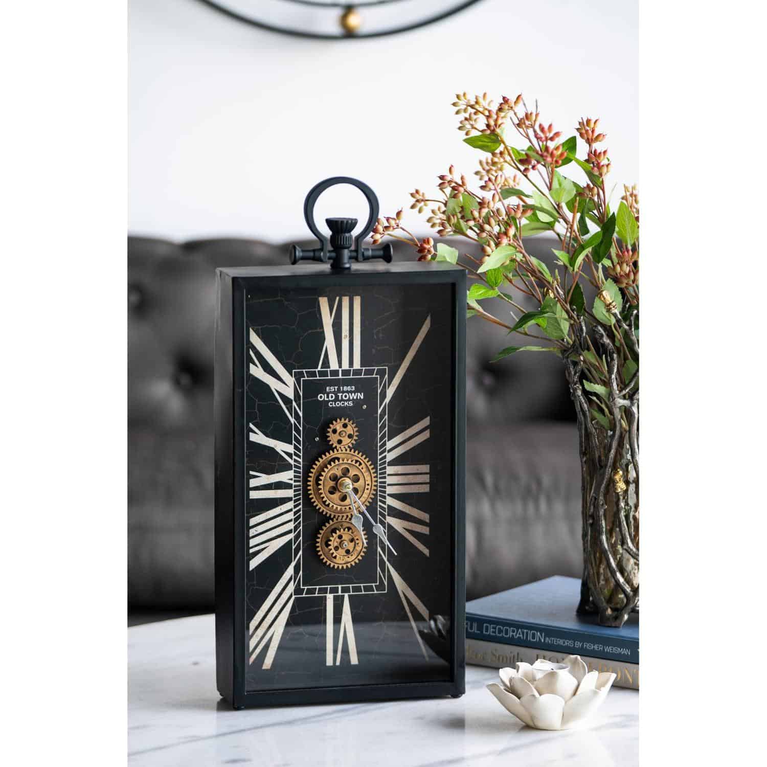 Black and Gold Rectangular Vintage Crackle Glass Wall Clock 7 Black and Gold Rectangular Vintage Crackle Glass Wall Clock - Image 7