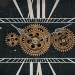 Black and Gold Vintage Glass and Metal Wall Clock 13-Inch