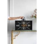 Black and Gold Vintage Glass and Metal Wall Clock 13-Inch