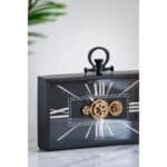 Black and Gold Vintage Glass and Metal Wall Clock 13-Inch