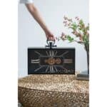 Black and Gold Vintage Glass and Metal Wall Clock 13-Inch