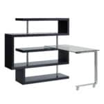 55-Inch Black and Clear Glass L-Shaped Writing Desk 14 55-Inch Black and Clear Glass L-Shaped Writing Desk