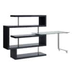 55-Inch Black and Clear Glass L-Shaped Writing Desk 15 55-Inch Black and Clear Glass L-Shaped Writing Desk