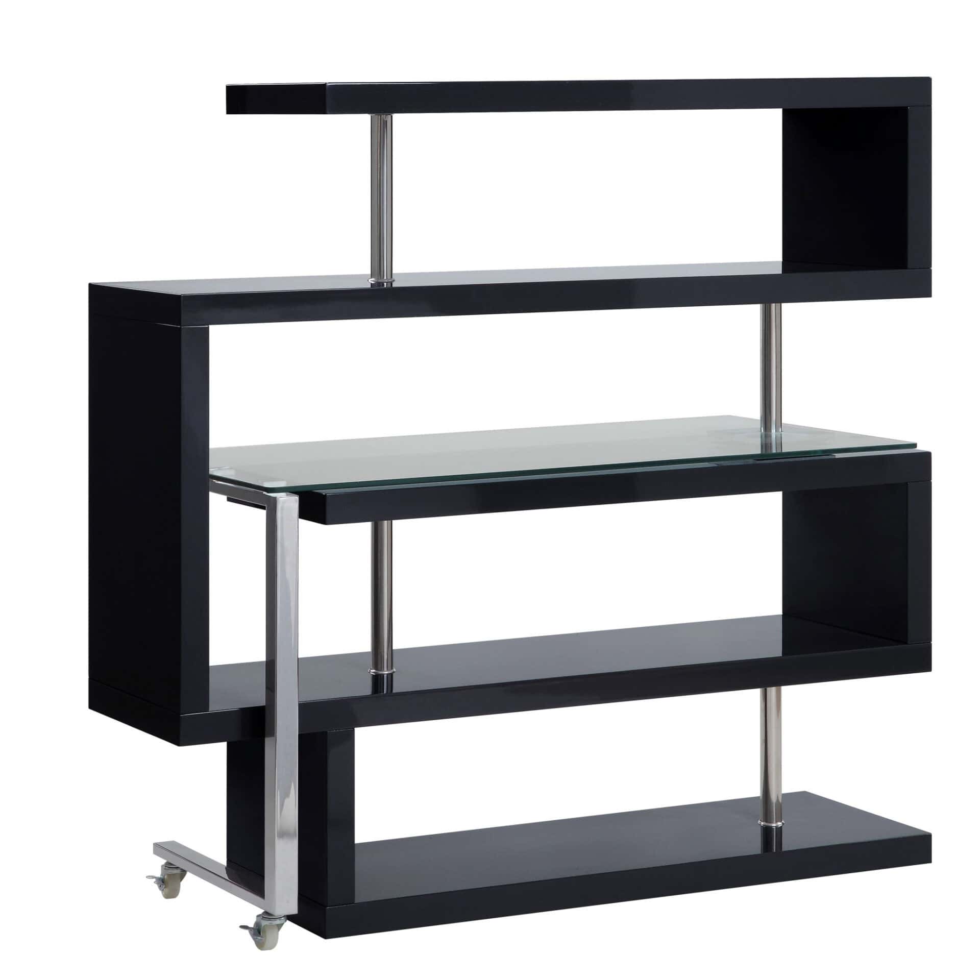 55-Inch Black and Clear Glass L-Shaped Writing Desk 1 55-Inch Black and Clear Glass L-Shaped Writing Desk