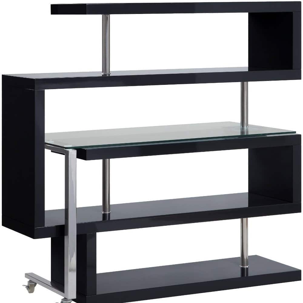 55-Inch Black and Clear Glass L-Shaped Writing Desk 7 55-Inch Black and Clear Glass L-Shaped Writing Desk - Image 7