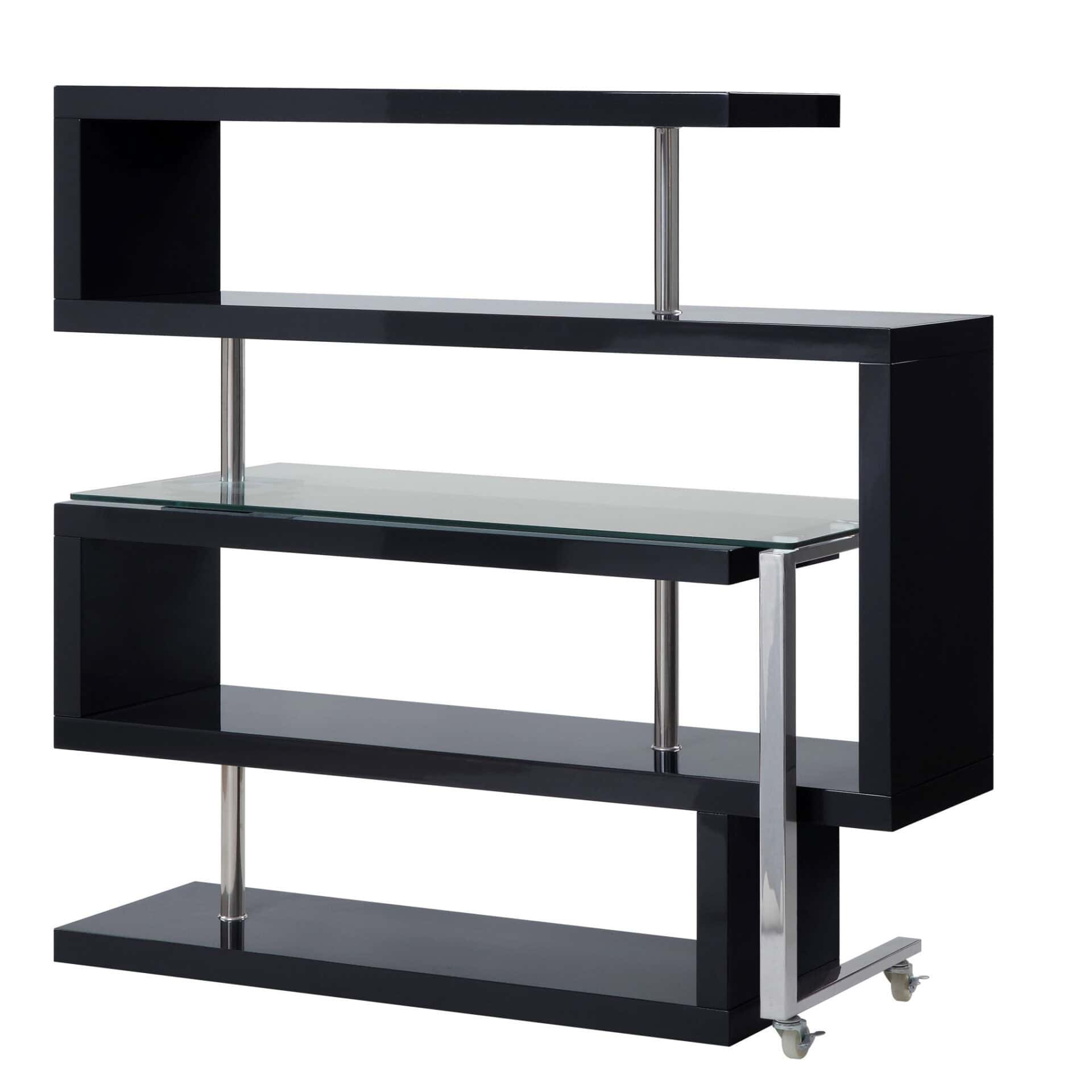 55-Inch Black and Clear Glass L-Shaped Writing Desk 8 55-Inch Black and Clear Glass L-Shaped Writing Desk - Image 8
