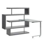 Gray L Shape Writing Desk with Bookcase and Shelving 9 Gray L Shape Writing Desk with Bookcase and Shelving
