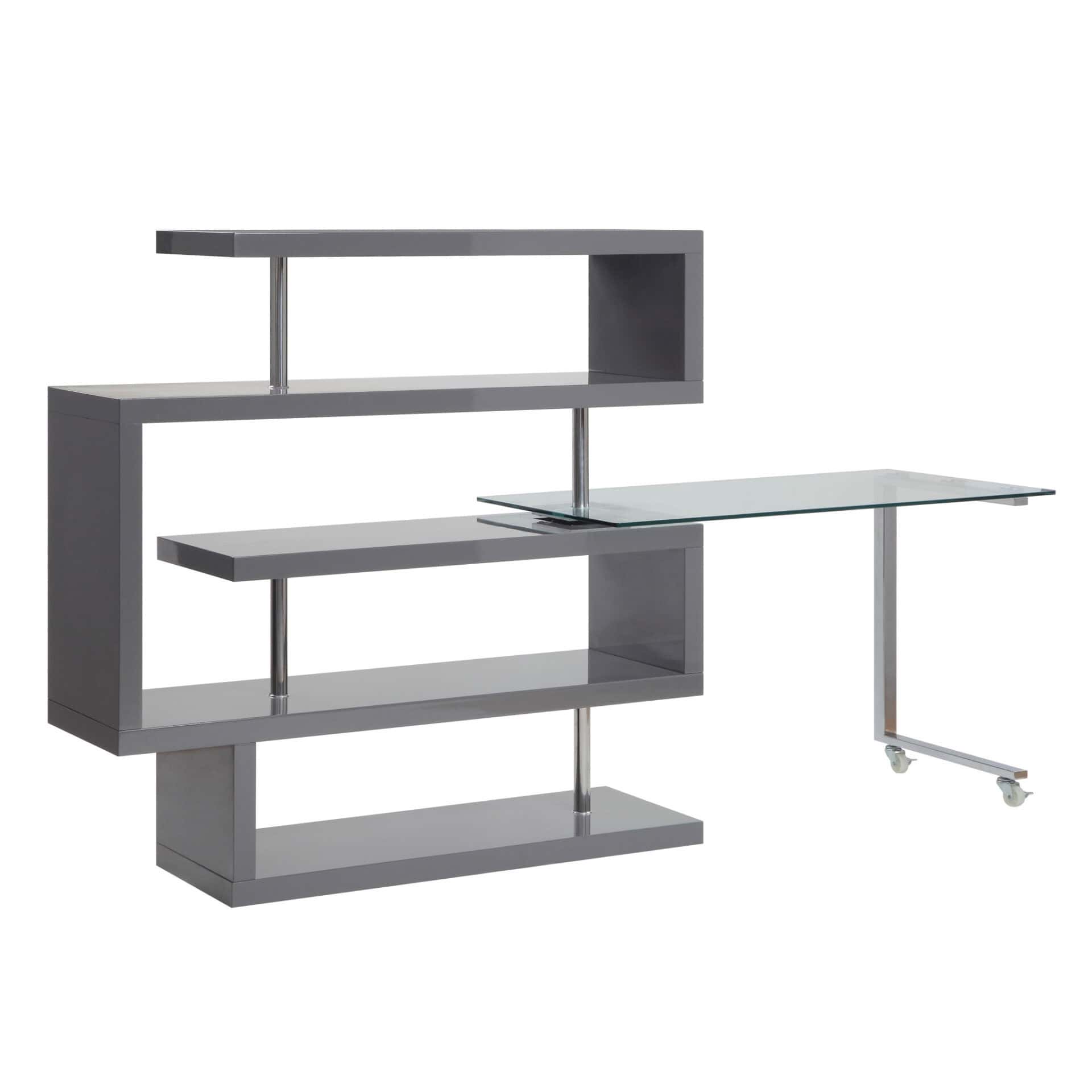 Gray L Shape Writing Desk with Bookcase and Shelving 6 Gray L Shape Writing Desk with Bookcase and Shelving - Image 6