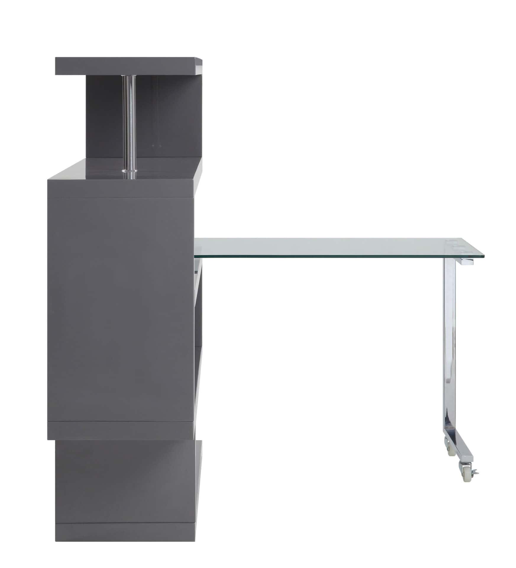 Gray L Shape Writing Desk with Bookcase and Shelving 3 Gray L Shape Writing Desk with Bookcase and Shelving - Image 3