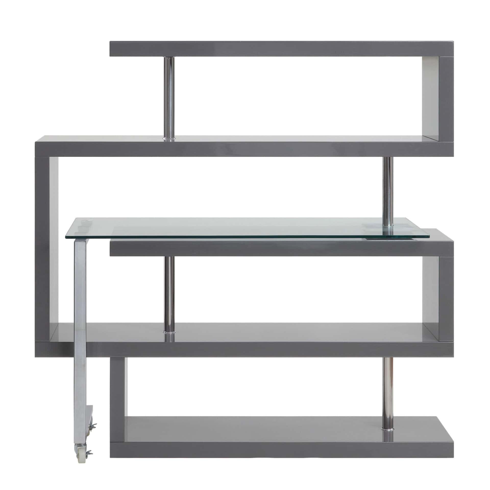 Gray L Shape Writing Desk with Bookcase and Shelving 5 Gray L Shape Writing Desk with Bookcase and Shelving - Image 5
