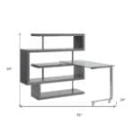 Gray L Shape Writing Desk with Bookcase and Shelving 14 Gray L Shape Writing Desk with Bookcase and Shelving