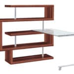 Brown L Shape Writing Desk with Shelving and Casters 9 Brown L Shape Writing Desk with Shelving and Casters