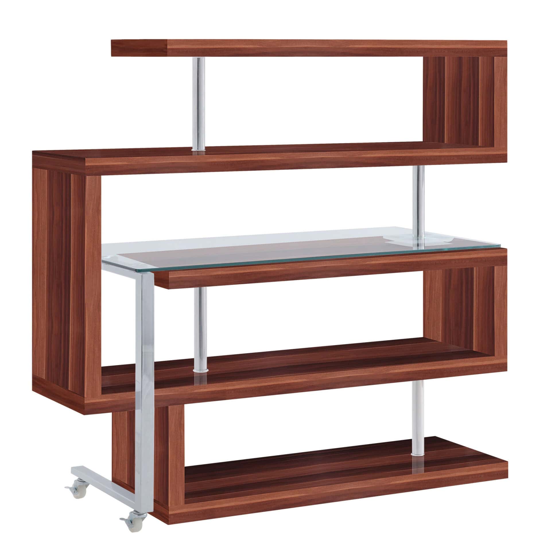 Brown L Shape Writing Desk with Shelving and Casters 4 Brown L Shape Writing Desk with Shelving and Casters - Image 4