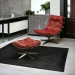 27 Inch Red Leather Tufted Swivel Lounge Chair With Ottoman