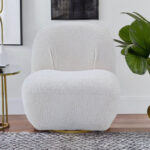 32-Inch White Sherpa Swivel Slipper Chair for Small Spaces 12 32-Inch White Sherpa Swivel Slipper Chair for Small Spaces