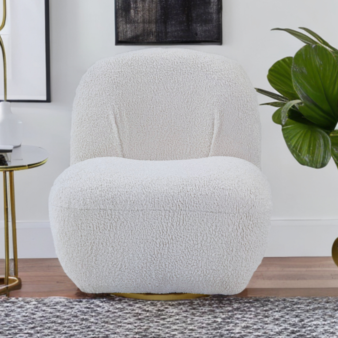 32-Inch White Sherpa Swivel Slipper Chair for Small Spaces 6 32-Inch White Sherpa Swivel Slipper Chair for Small Spaces - Image 6