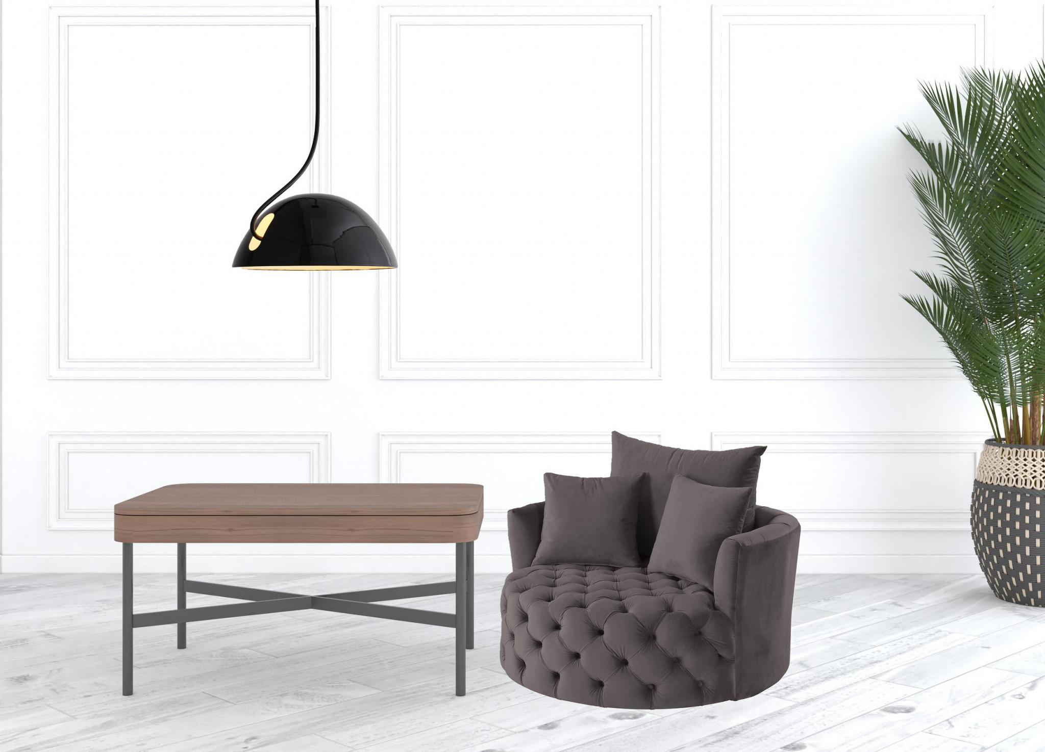 43 Inch Gray Velvet Swivel Barrel Chair With Tufted Cushions 9 43 Inch Gray Velvet Swivel Barrel Chair With Tufted Cushions