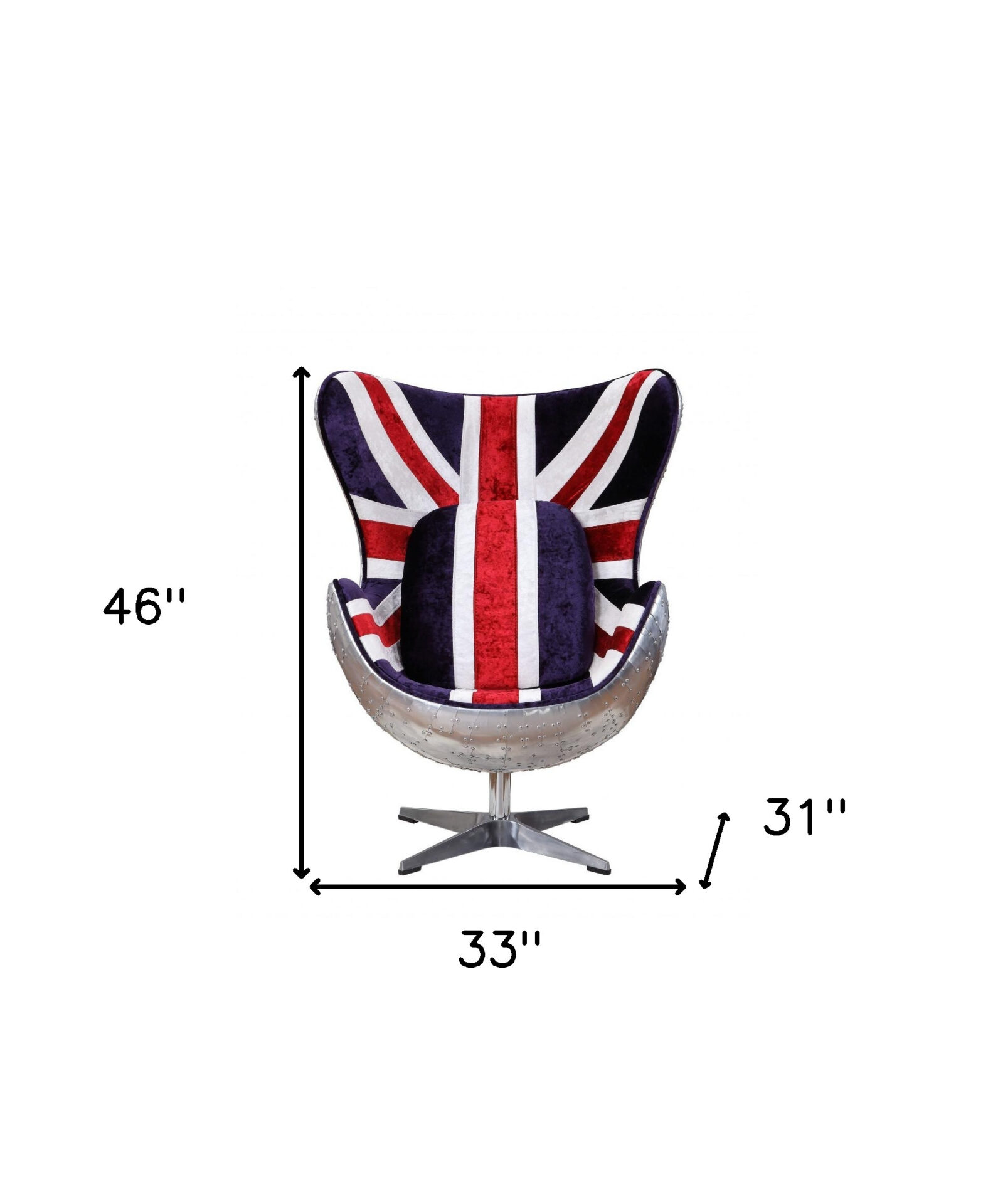 33-Inch Great Britain Flag Swivel Balloon Chair with Cushion 4 33-Inch Great Britain Flag Swivel Balloon Chair with Cushion - Image 4