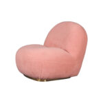30 Inch Pink Sherpa Swivel Lounge Chair With Gold Legs