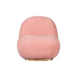 30 Inch Pink Sherpa Swivel Lounge Chair With Gold Legs