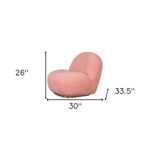 30 Inch Pink Sherpa Swivel Lounge Chair With Gold Legs