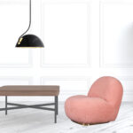 30 Inch Pink Sherpa Swivel Lounge Chair With Gold Legs