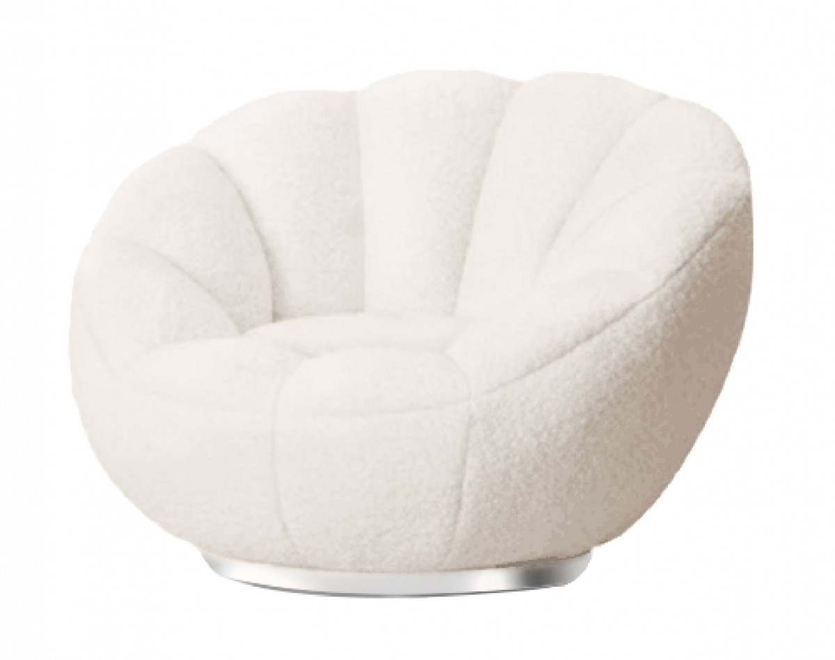 24 Inch White Sherpa Swivel Barrel Chair With Tufted Back 1 24 Inch White Sherpa Swivel Barrel Chair With Tufted Back