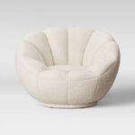 24 Inch White Sherpa Swivel Barrel Chair With Tufted Back 9 24 Inch White Sherpa Swivel Barrel Chair With Tufted Back