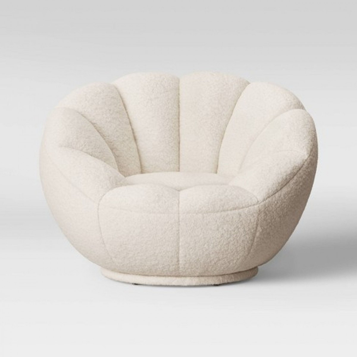 24 Inch White Sherpa Swivel Barrel Chair With Tufted Back 3 24 Inch White Sherpa Swivel Barrel Chair With Tufted Back - Image 3