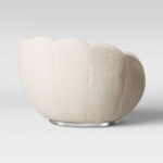 24 Inch White Sherpa Swivel Barrel Chair With Tufted Back 8 24 Inch White Sherpa Swivel Barrel Chair With Tufted Back