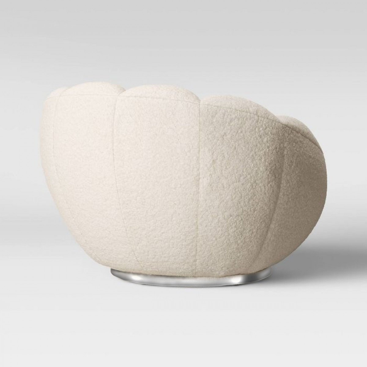 24 Inch White Sherpa Swivel Barrel Chair With Tufted Back 2 24 Inch White Sherpa Swivel Barrel Chair With Tufted Back - Image 2