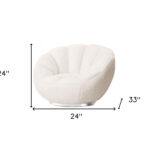 24 Inch White Sherpa Swivel Barrel Chair With Tufted Back 12 24 Inch White Sherpa Swivel Barrel Chair With Tufted Back