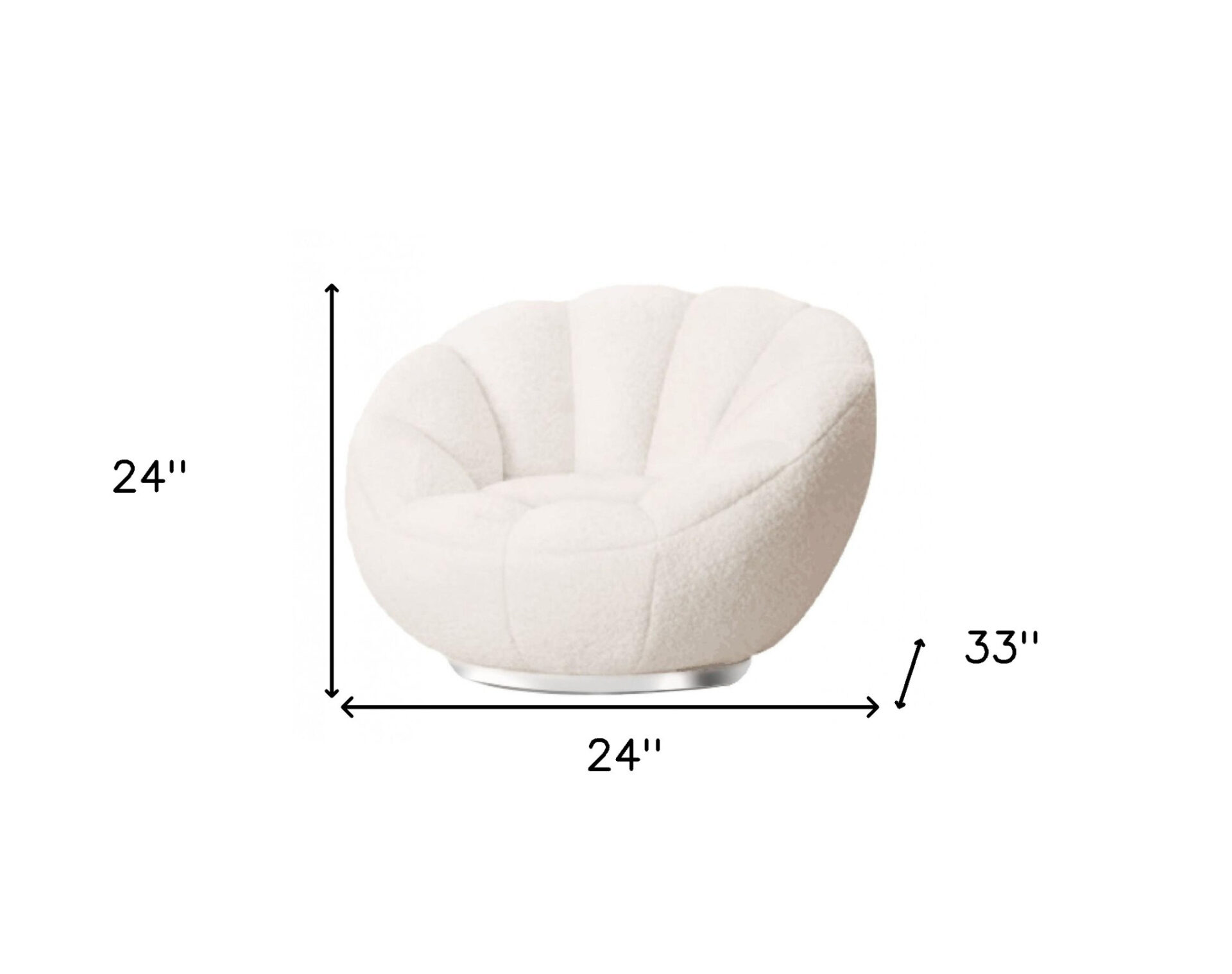 24 Inch White Sherpa Swivel Barrel Chair With Tufted Back 6 24 Inch White Sherpa Swivel Barrel Chair With Tufted Back - Image 6
