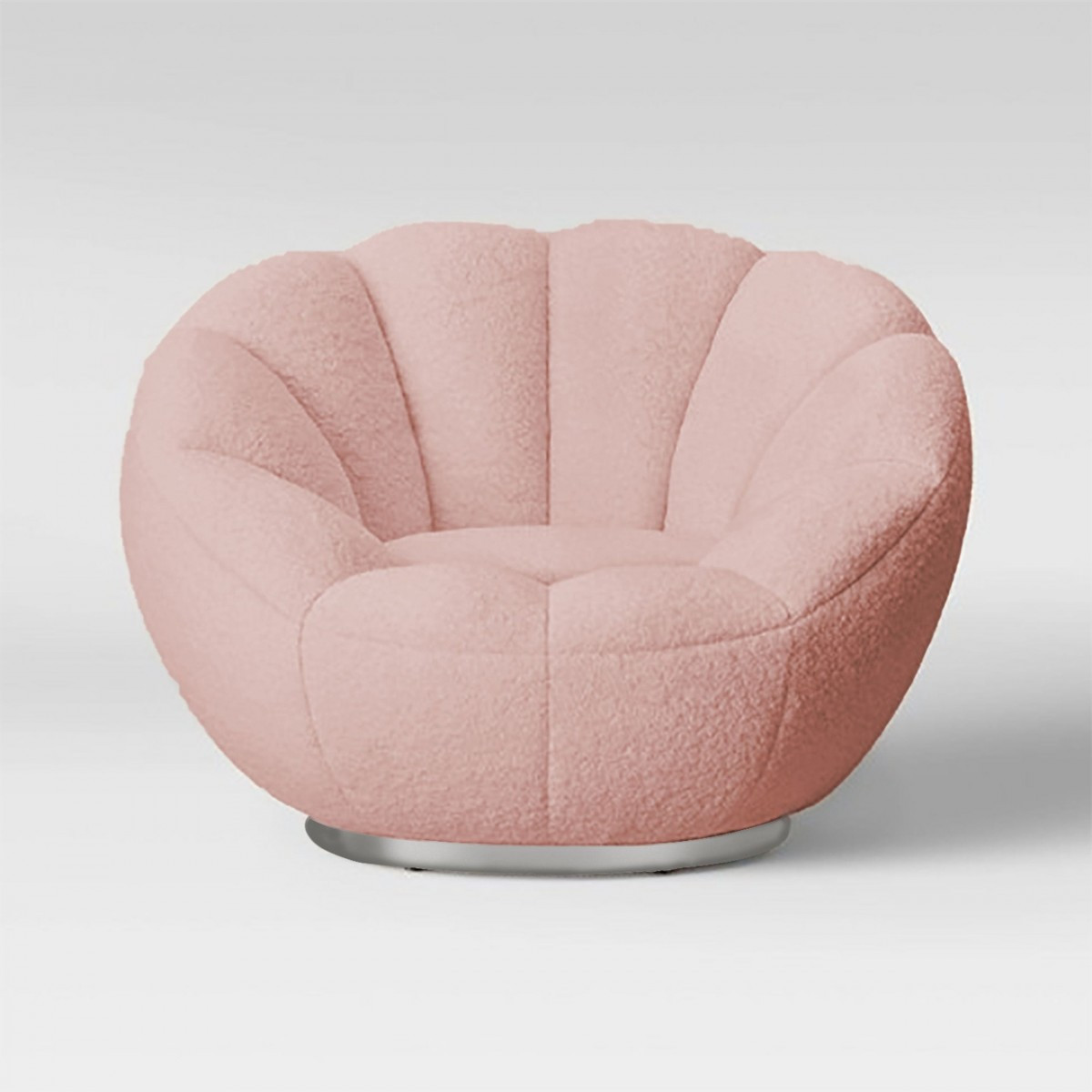 24 Inch Pink Sherpa Swivel Barrel Chair with Tufted Back 2 24 Inch Pink Sherpa Swivel Barrel Chair with Tufted Back - Image 2