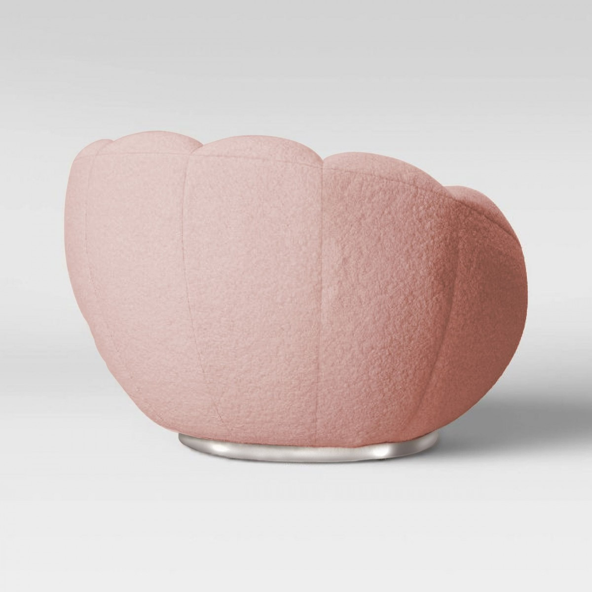 24 Inch Pink Sherpa Swivel Barrel Chair with Tufted Back 1 24 Inch Pink Sherpa Swivel Barrel Chair with Tufted Back
