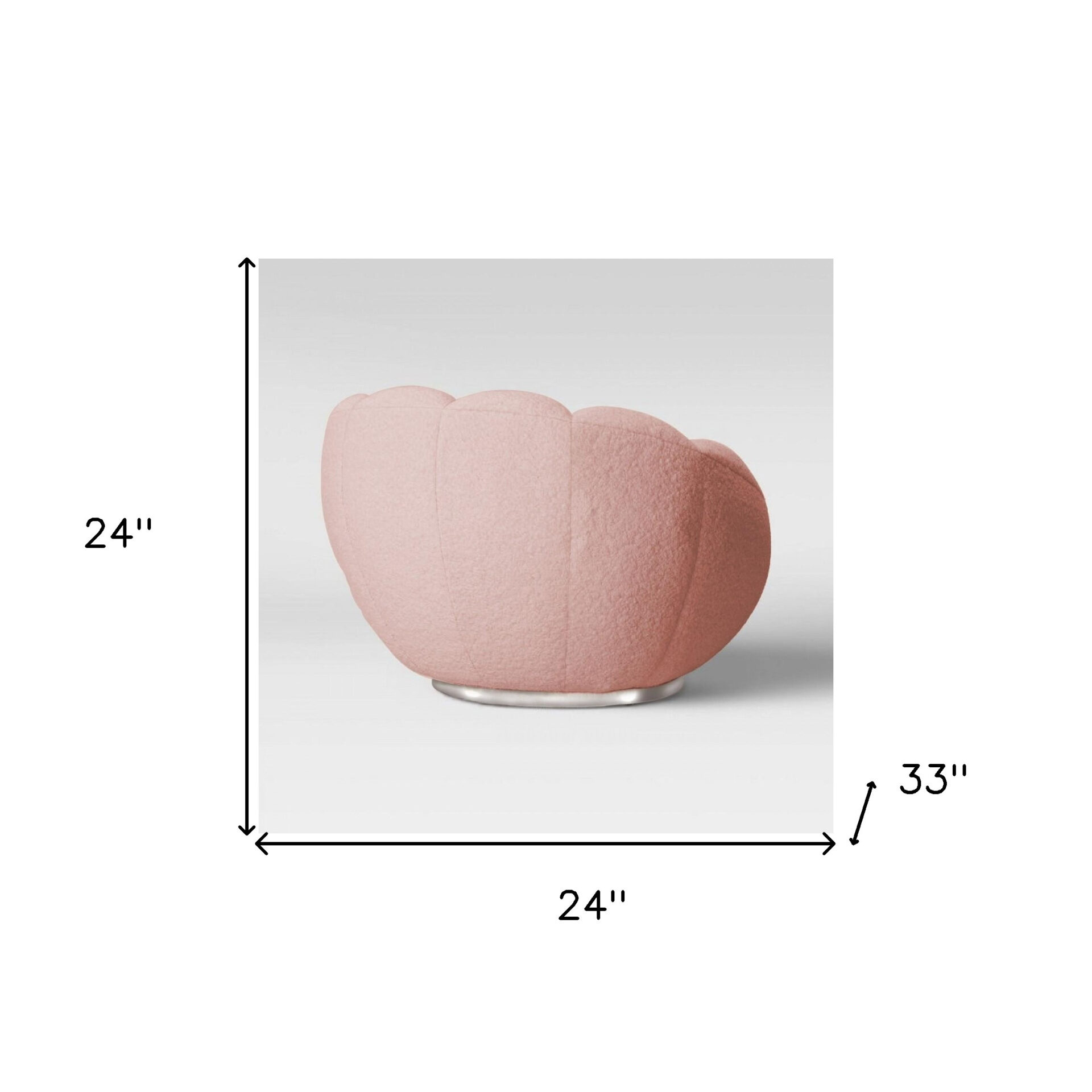 24 Inch Pink Sherpa Swivel Barrel Chair with Tufted Back 5 24 Inch Pink Sherpa Swivel Barrel Chair with Tufted Back - Image 5