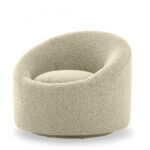 33 Inch Beige Swivel Barrel Chair With Polyester Upholstery