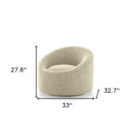 33 Inch Beige Swivel Barrel Chair With Polyester Upholstery