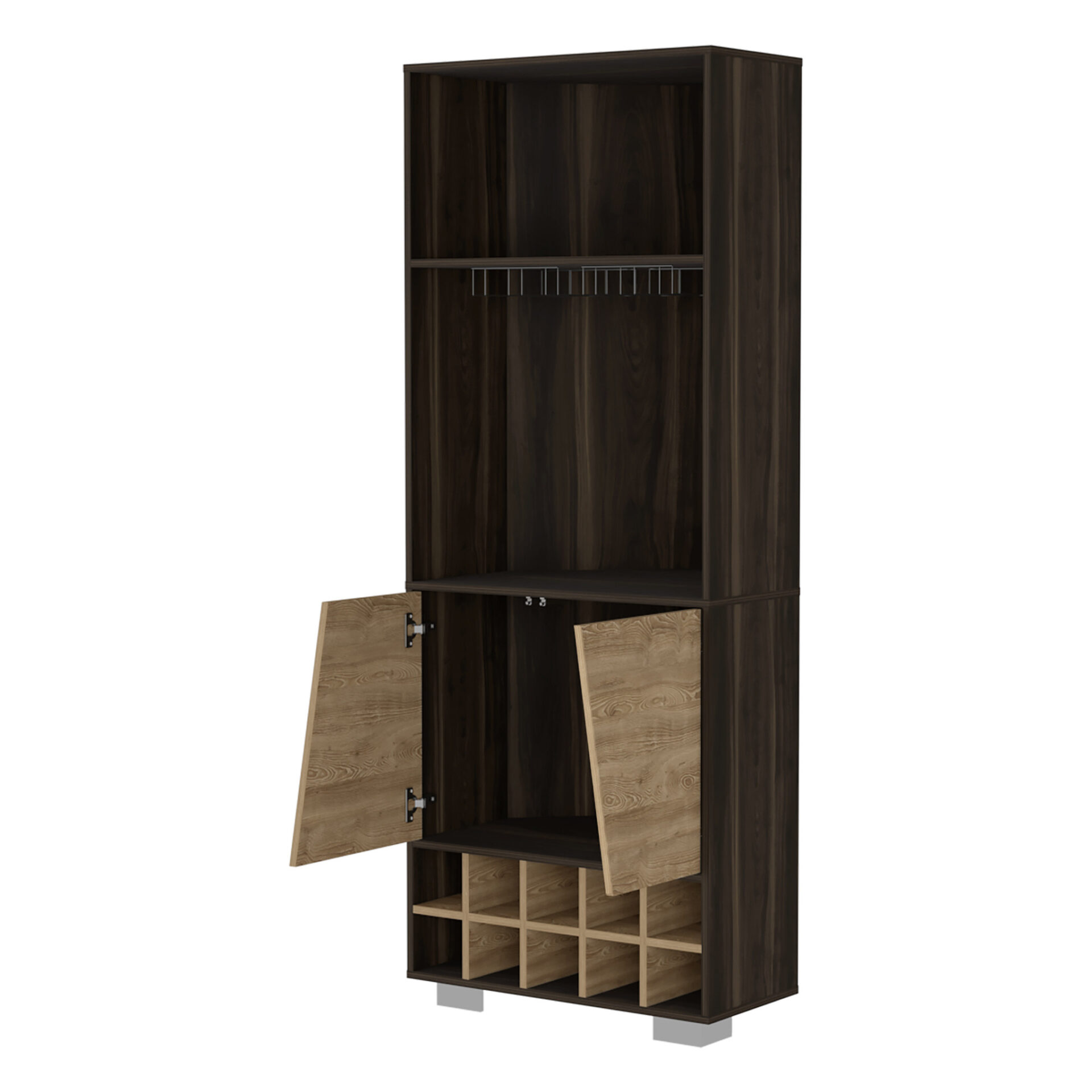 27 Inch Dark Brown Corner Bar Cabinet With Shelves 3 27 Inch Dark Brown Corner Bar Cabinet With Shelves - Image 3