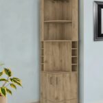 18-Inch Natural Corner Bar Cabinet With Eleven Shelves 10 18-Inch Natural Corner Bar Cabinet With Eleven Shelves