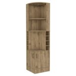 18-Inch Natural Corner Bar Cabinet With Eleven Shelves 11 18-Inch Natural Corner Bar Cabinet With Eleven Shelves