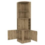 18-Inch Natural Corner Bar Cabinet With Eleven Shelves 12 18-Inch Natural Corner Bar Cabinet With Eleven Shelves