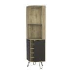 18-Inch Brown and Black Corner Bar Cabinet With Shelves