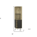 18-Inch Brown and Black Corner Bar Cabinet With Shelves
