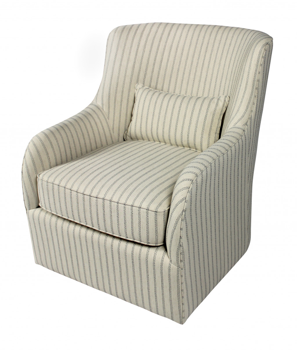 30 Inch Natural Striped Swivel Lounge Chair With Armrests 2 30 Inch Natural Striped Swivel Lounge Chair With Armrests - Image 2