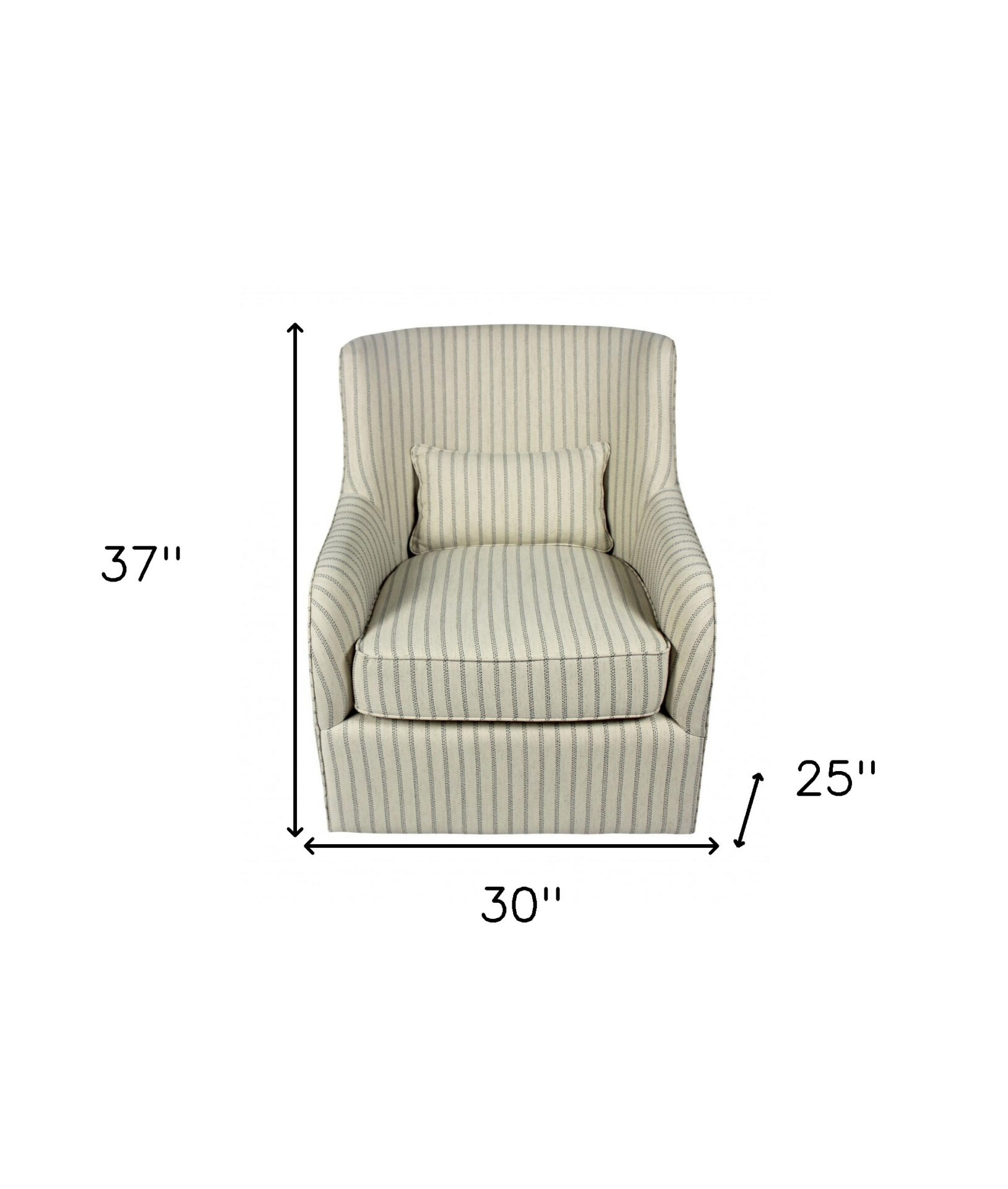 30 Inch Natural Striped Swivel Lounge Chair With Armrests 5 30 Inch Natural Striped Swivel Lounge Chair With Armrests - Image 5